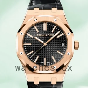 Audemars Piguet Royal Oak 15510OR.OO.D002CR.01 41mm Men's Leather Strap Black Dial