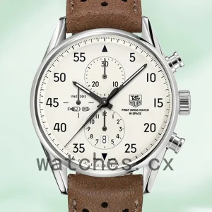 Tag Heuer Carrera Men's 43mm CAR2015.FC6321 Leather Strap White Dial
