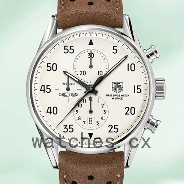 Tag Heuer Carrera Men's 43mm CAR2015.FC6321 Leather Strap White Dial