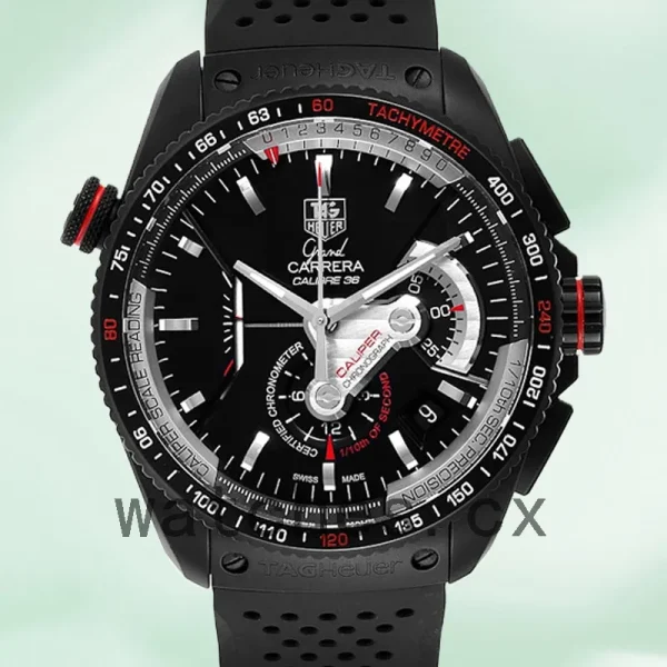 Tag Heuer Carrera Men's CAV5185.FC6237 43mm Black Dial Rubber Band