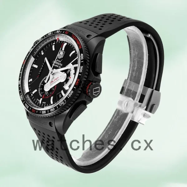 Tag Heuer Carrera Men's CAV5185.FC6237 43mm Black Dial Rubber Band - Image 3