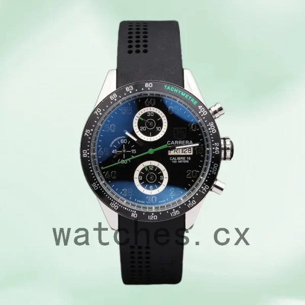 Tag Heuer Carrera 43mm CarreraBKAR-001 Men's Rubber Band Black Dial - Image 2