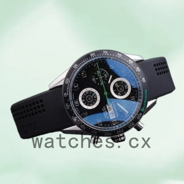 Tag Heuer Carrera 43mm CarreraBKAR-001 Men's Rubber Band Black Dial - Image 4