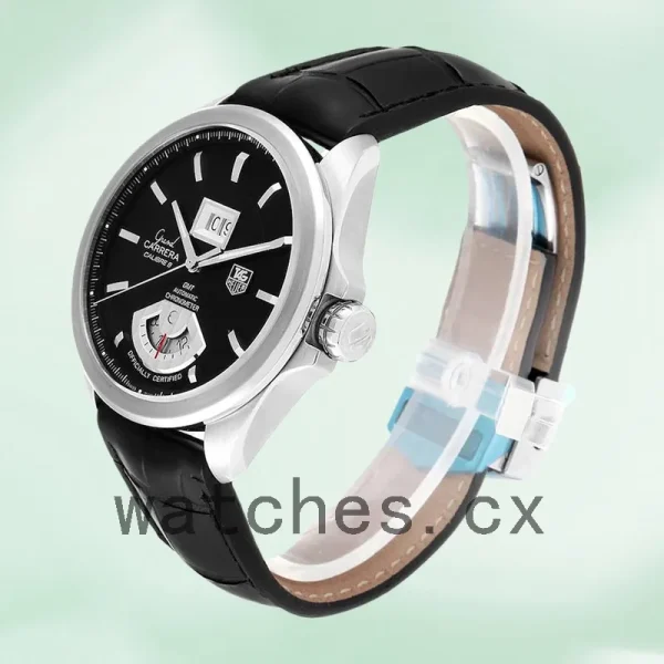 Tag Heuer Carrera 43mm WAV5111-1 Men's Black Dial Leather Strap - Image 3