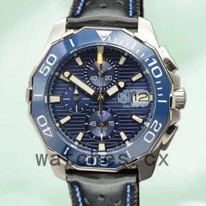 Tag Heuer Aquaracer CAY211A-002 Men 43mm Blue Dial Leather Strap