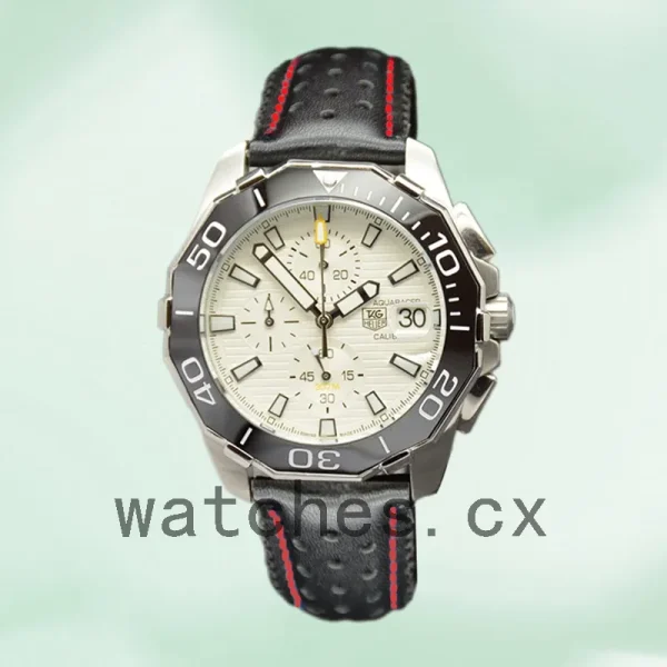 Tag Heuer Aquaracer CAY211A-004 Men 43mm Leather Strap Silver-tone - Image 2