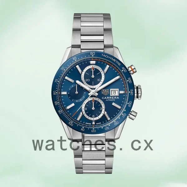 Tag Heuer Carrera CBM2112.BA0651 Men 43mm Blue Dial Bracelet - Image 2