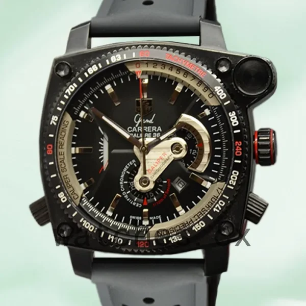 Tag Heuer Grand Carrera 43mm GrandCarreraBKSR-003 Men Black Dial Rubber Band
